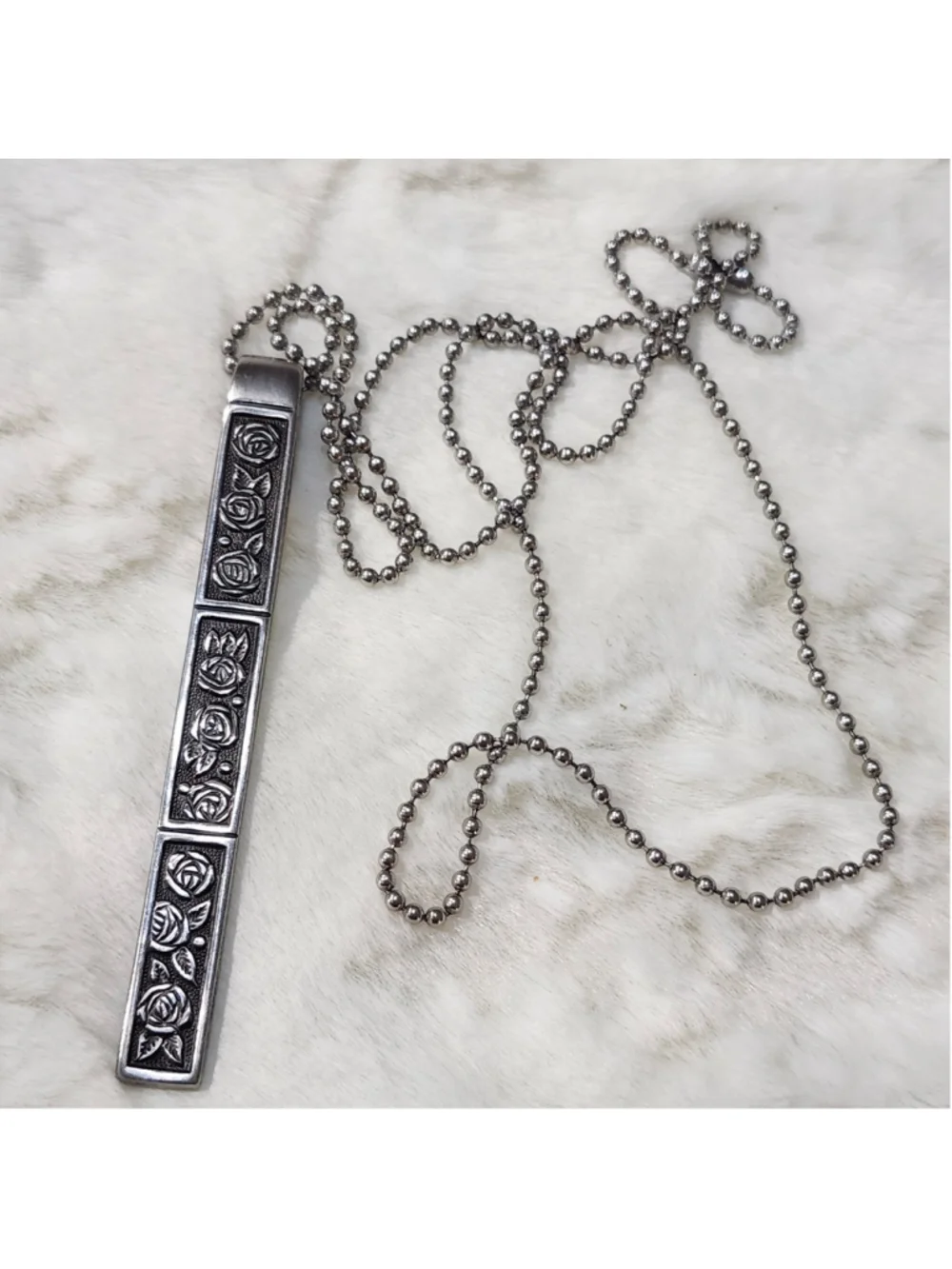 Rose silverwear long Pendant Necklace